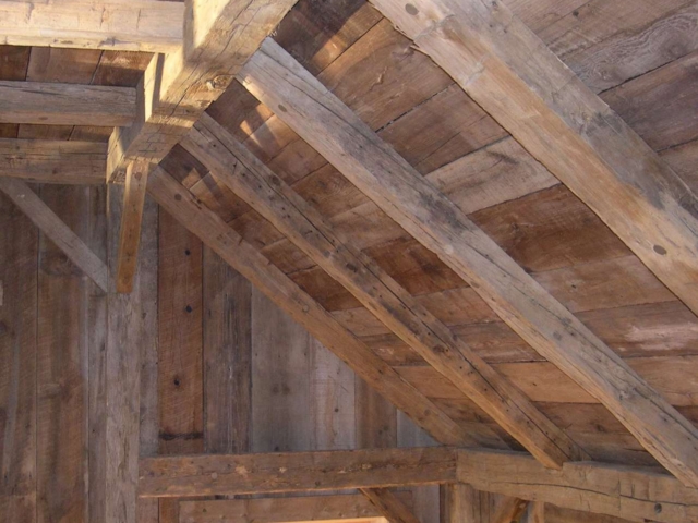 Reclaimed Mixed Softwood Brown Board Natural Edges- Stair Hall