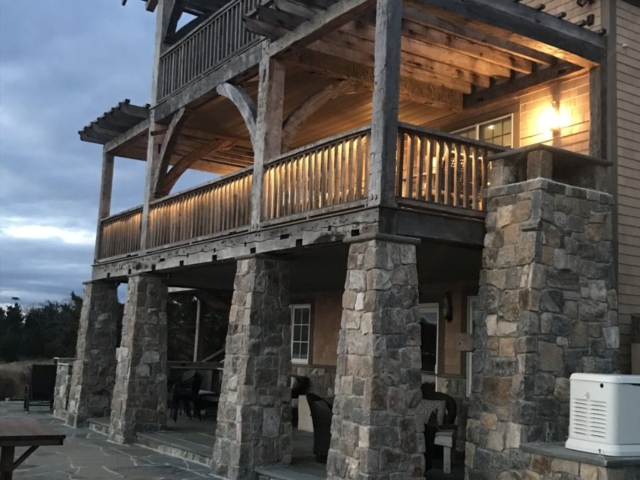 Reclaimed Hand Hewn Beams - Exterior Porch