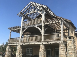 Reclaimed Hand Hewn Beams - Exterior Porch