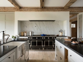 Reclaimed Oak Hand Hewn Beams - Kitchen