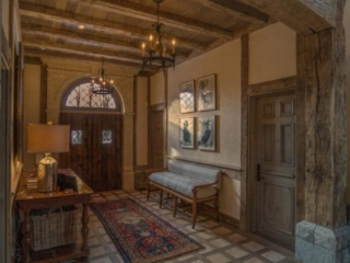 Reclaimed Hand Hewn Beams - White Oak Ceiling Planking - Entry Hall