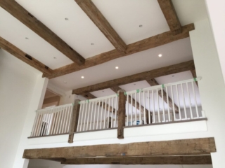Reclaimed Hand Hewn Beams - Living Room