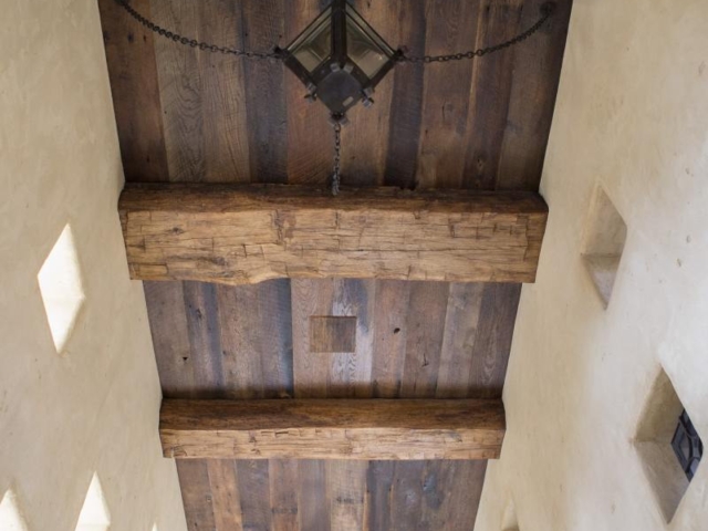 Reclaimed White Oak Sleepers - Ceiling Planking - Exterior Stair Hall