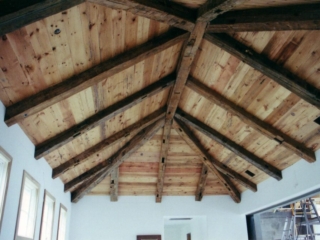 Reclaimed Hand Hewn Beams - Living Room