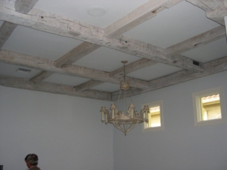 Reclaimed Hand Hewn Beams White Washed - Living Room