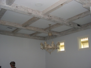 Reclaimed Hand Hewn Beams White Washed - Living Room