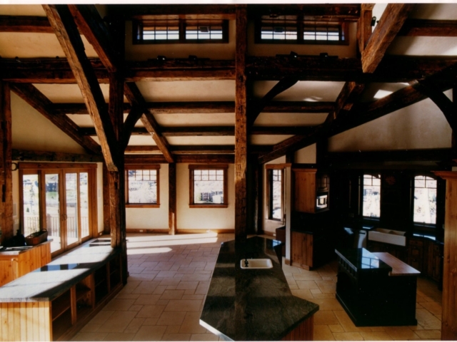 Reclaimed Hand Hewn Beams Timber Frame - Kitchen