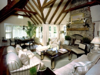 Reclaimed Hand Hewn Beams - Living Room