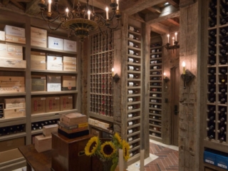Reclaimed Hand Hewn Beams - Wine Cellar
