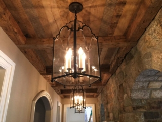 Reclaimed Hand Hewn Beams - Ceiling Planking - Hallway