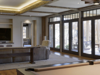 Reclaimed Hand Hewn Beams - Pool Table Room