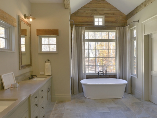 Reclaimed Hand Hewn Beams - Master Bathroom
