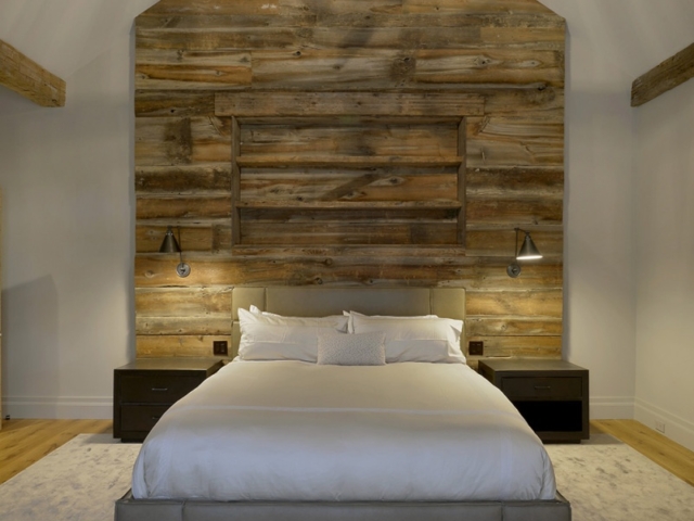 Reclaimed Hand Hewn Beams - Wall planking - Master Bedroom