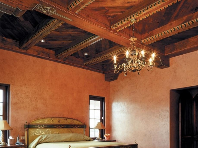 Reclaimed Douglas Fir Beams S4S with Stenciling - Master Bedroom