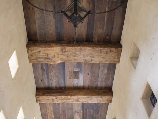 Reclaimed White Oak Sleepers - Skip Planed White Oak Ceiling  Planking