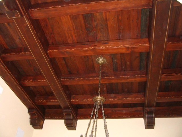 Reclaimed Douglas Fir Beams S4S with Stenciling - Master Bedroom