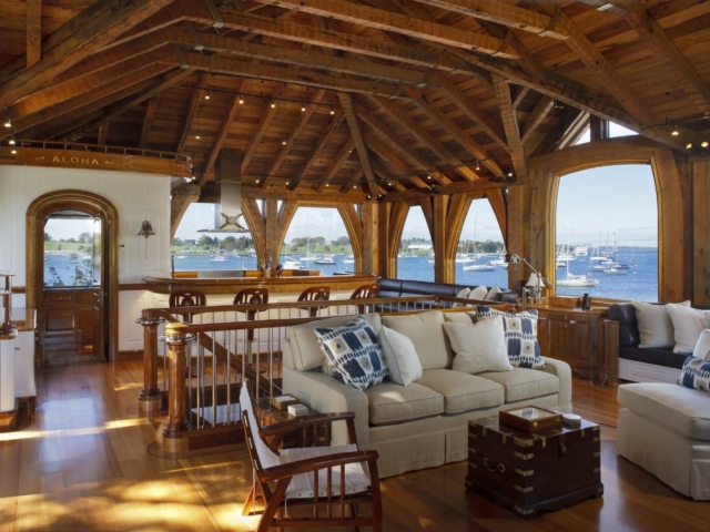 Reclaimed Chestnut Rafters Rehewn and Ceiling Planking - Boat House