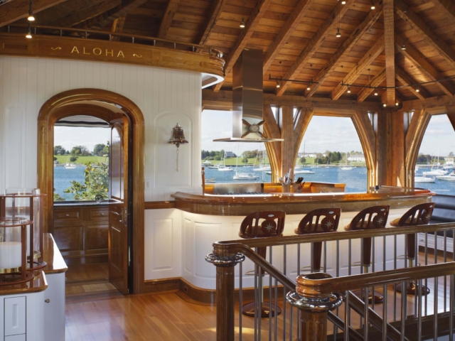 Reclaimed Chestnut Rafters Rehewn and Ceiling Planking - Boat House