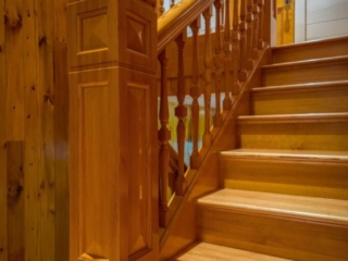 Reclaimed Heart Pine Stair Treads and Risers Newell Post and Handrail