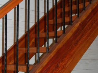 Reclaimed Heart Pine Stair Stringer and Treads