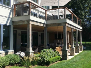 Reclaimed Natural Patina Circular Sawmark Beams - Exterior Back Porch
