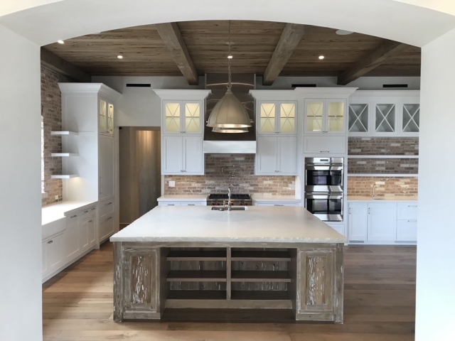 Reclaimed Natural Patina Circular Sawmark Beams - Cypress Planking - Kitchen