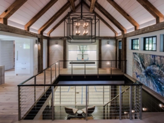 Reclaimed Natural Patina Circular Sawmark Beams - Entry Foyer