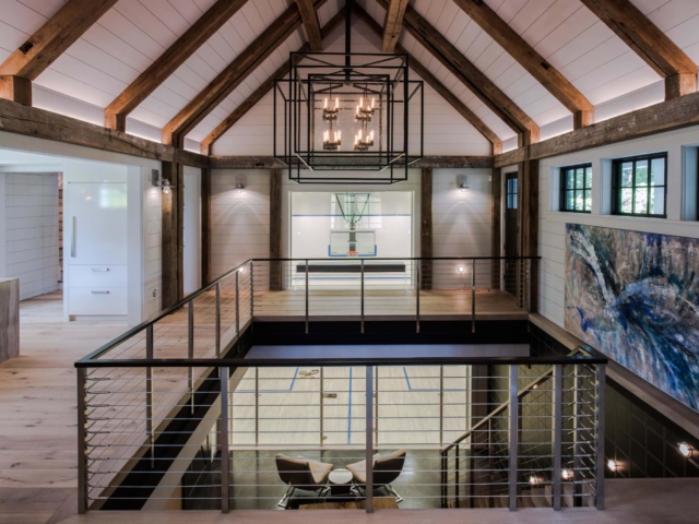 Reclaimed Natural Patina Circular Sawmark Beams - Entry Foyer
