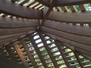 Burmese Teak Pool Pavilion Curved Hip Rafters