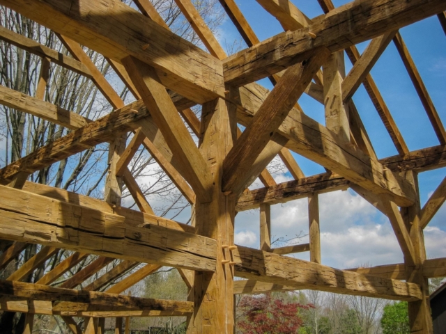 Reclaimed White Oak Hand Hewn Timber Frame