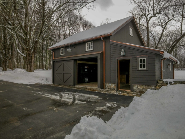 Exterior of White Oak Hand Hewn Timber Frame