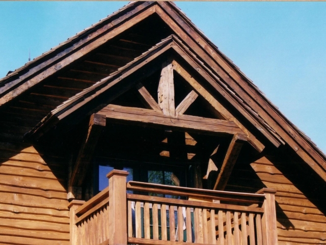 Reclaimed Mixed Softwood Hand Hewn Beams King Post Truss