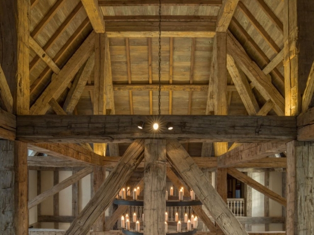 Reclaimed Mixed Hardwood Hand Hewn Beam Trusses Natural Patina Rafters