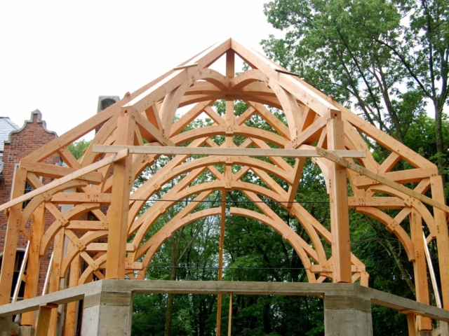 Douglas Fir Timber Frame Trusses Pool House - Raw