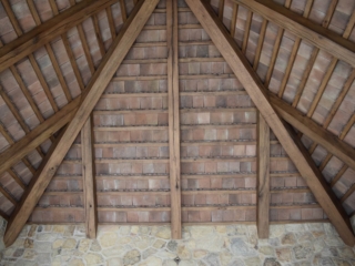 Reclaimed White Oak Beams and Purlins with Slate Roof - Den