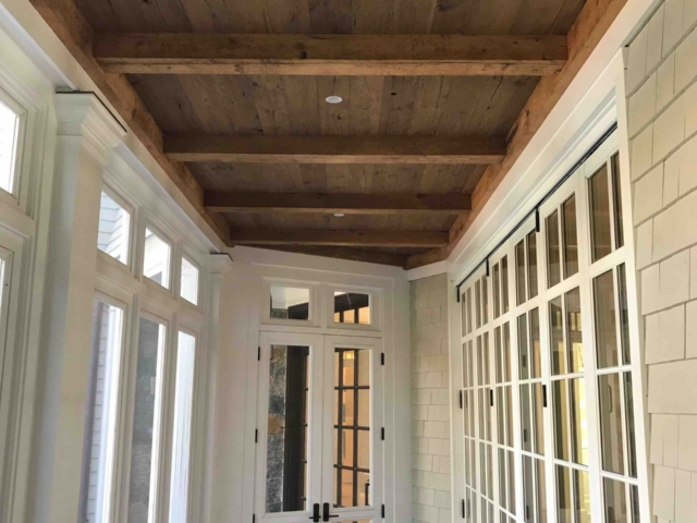 Reclaimed White Oak S4S Beams - Ceiling Planking - Exterior Porch