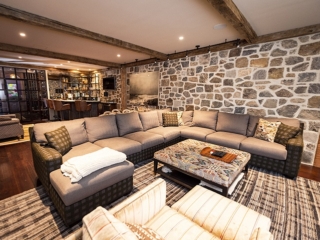 Reclaimed Hand Hewn Beams - Living Room