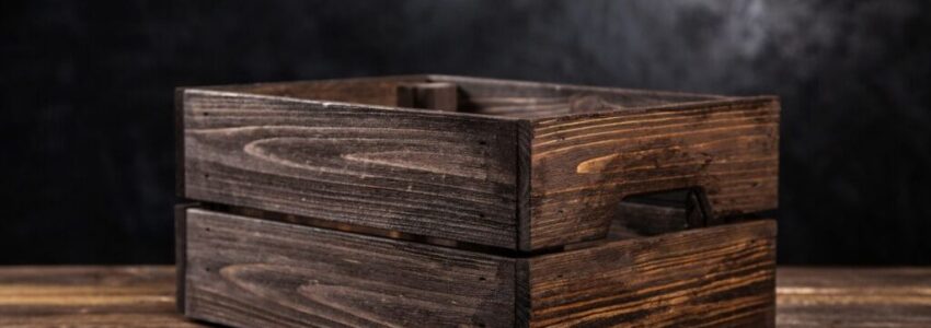 One of the vintage wood crates.