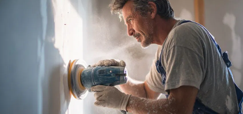sanding drywall with electric sander (2) Mastering the art of sanding drywall with an electric sander can take your home improvement projects to the next level.