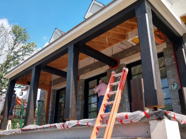 New White Oak 20 Beams S4S with Stop Chamfers Painted Black - Exterior Patio