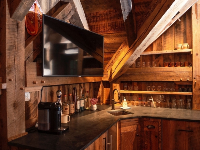 Reclaimed Natural Patina Circular Sawmark Beams - Timber Frame Bar