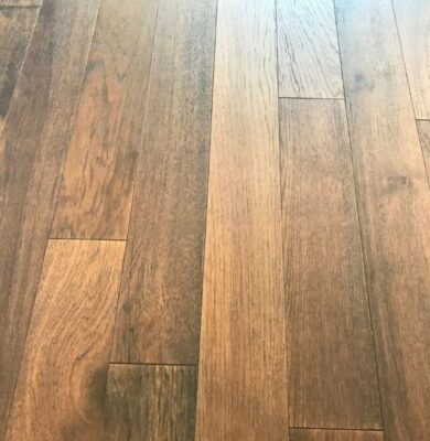 A hardwood floor with a beautiful stain and finish.