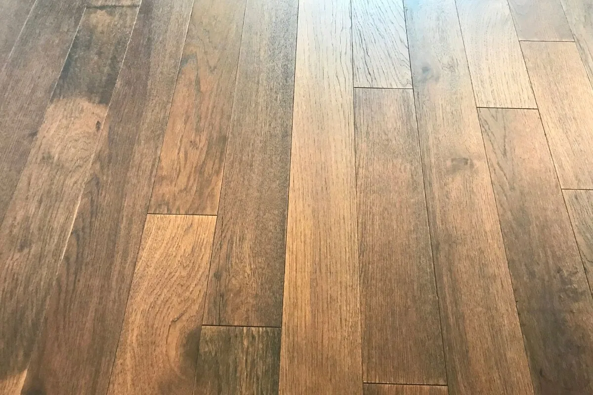 A hardwood floor with a beautiful stain and finish.