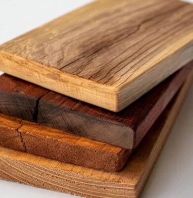 Different types of wood are used to make a desktop.
