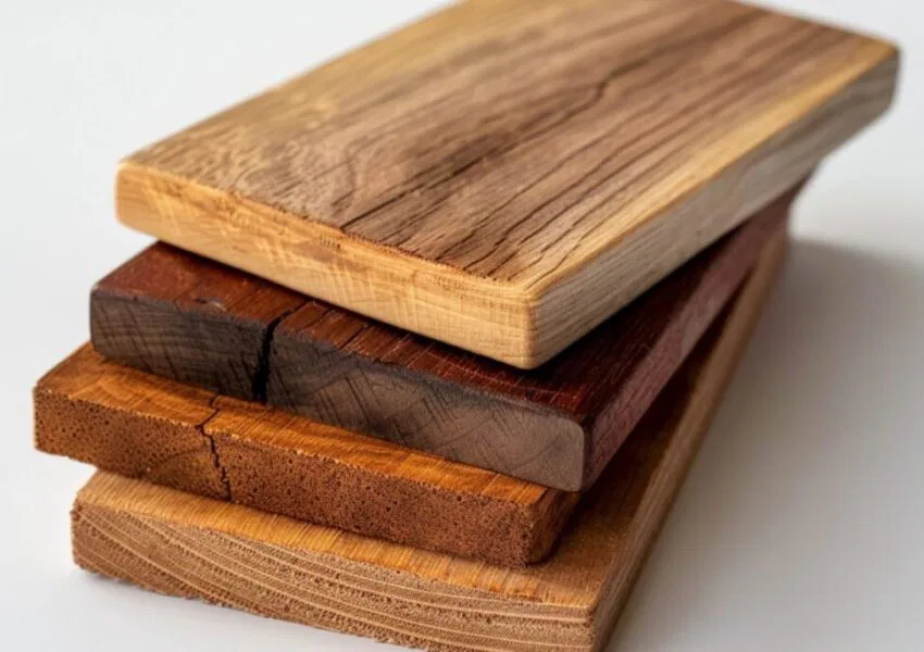 Different types of wood are used to make a desktop.