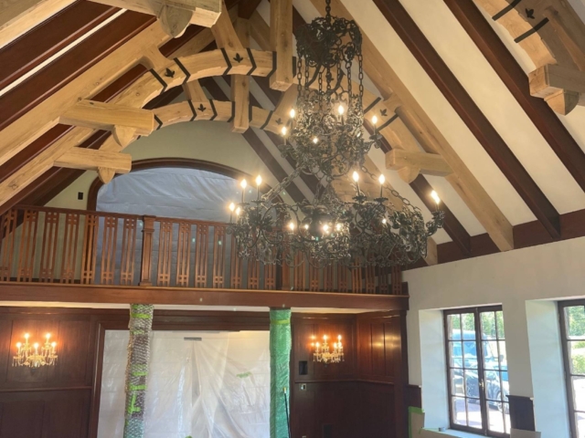 Reclaimed Red Oak Trusses and Rafters (prior to stain)