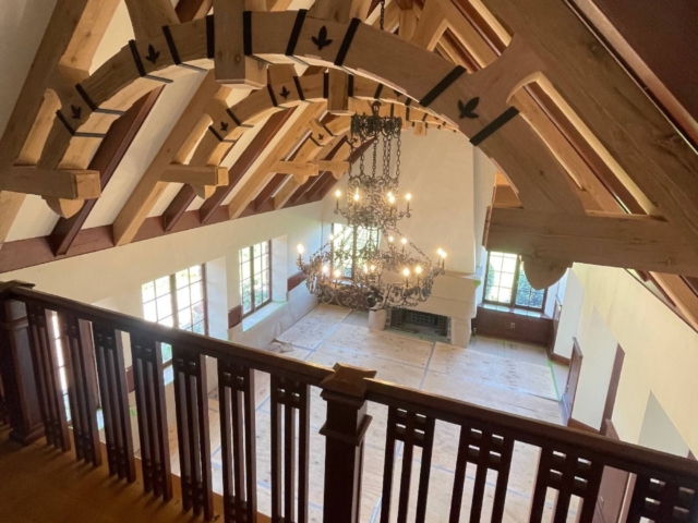 Reclaimed Red Oak Trusses and Rafters (prior to stain)