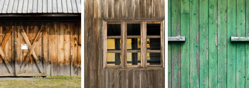 Three distinct examples of barn wood wall ideas.