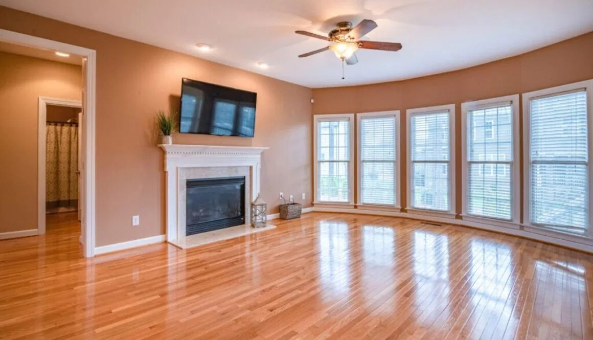 A shiny hardwood floor.