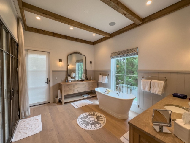 Reclaimed Natural Patina Circular Sawmark Beams - Master Bathroom